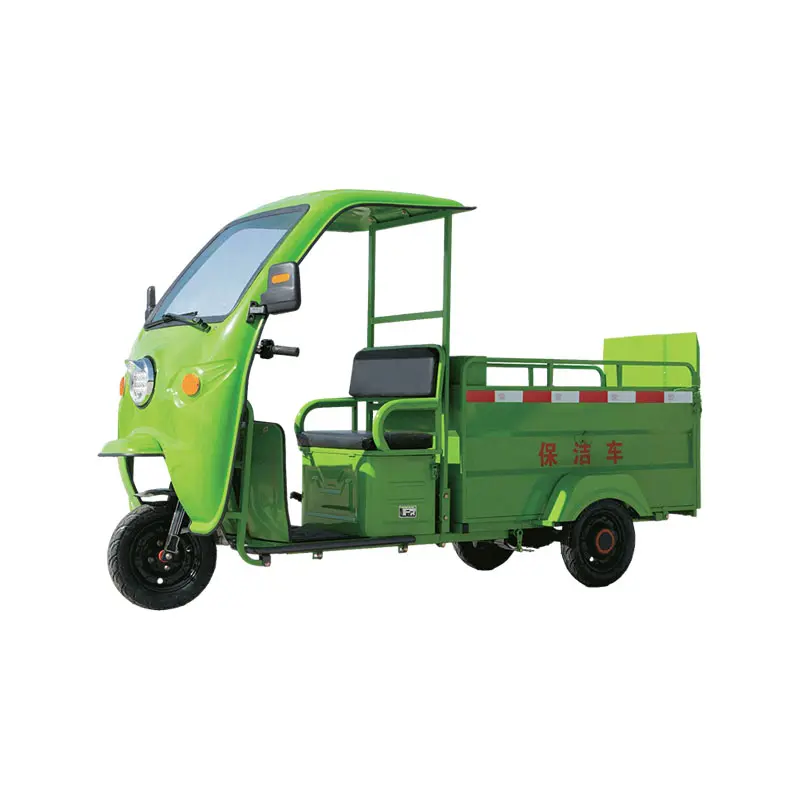 Dual-Barrel Electric Sanitation Tricycle with Sunshade